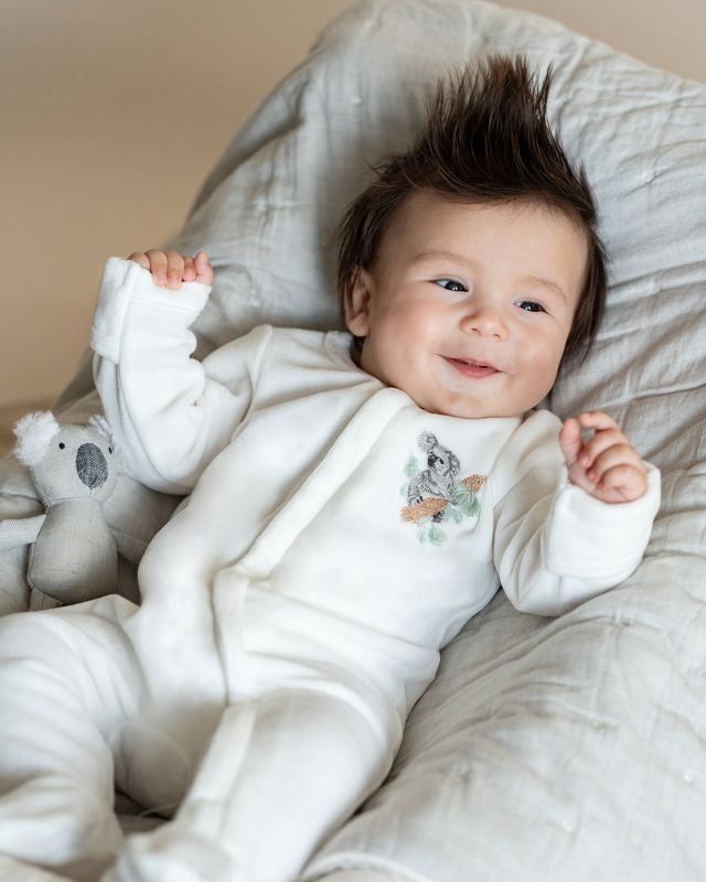 Charlie Koala Velour Zip Onesie