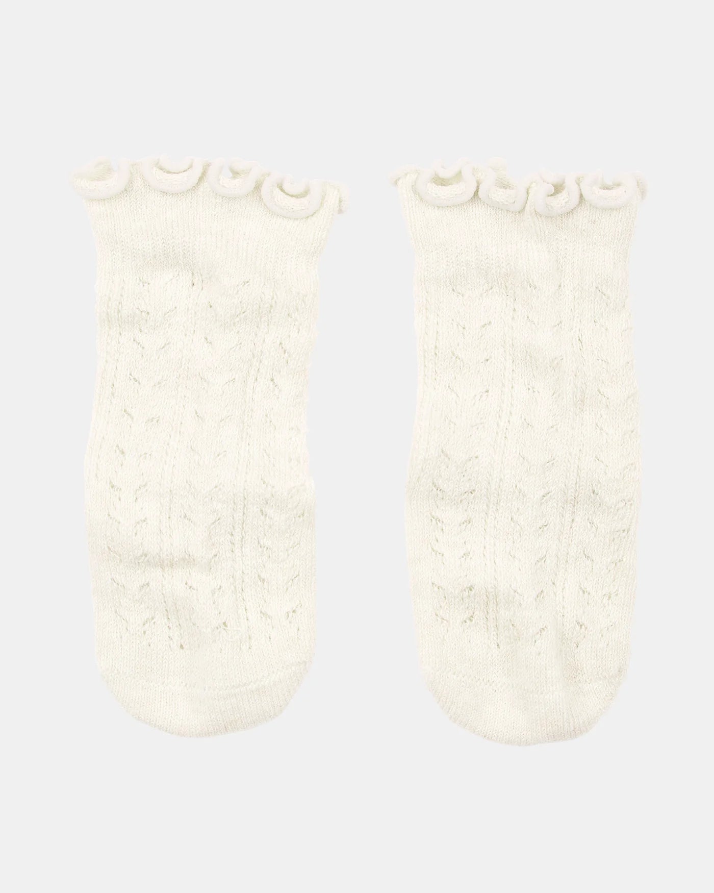 Organic Socks Knee Frilly Lace - Cream