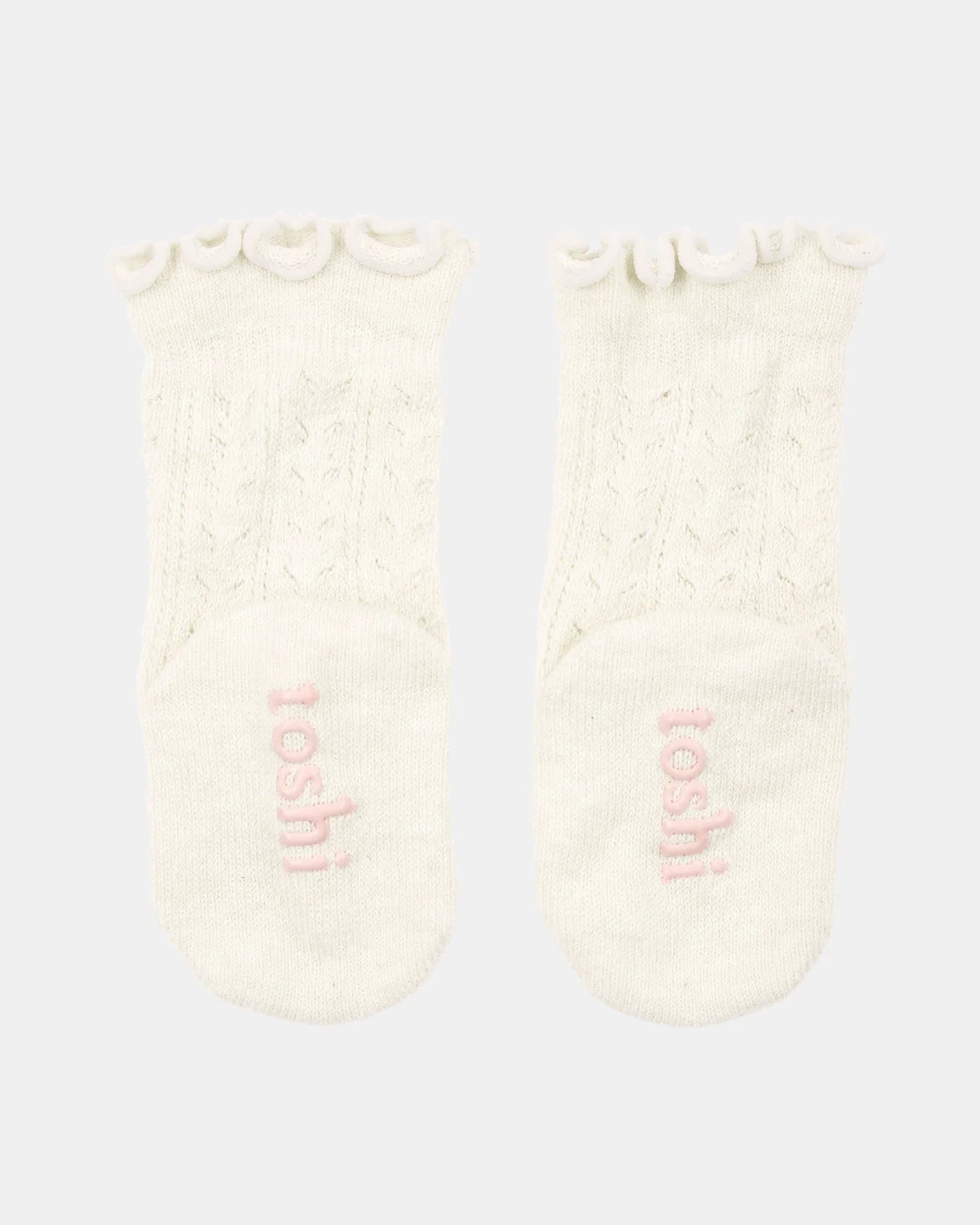 Organic Socks Knee Frilly Lace - Cream