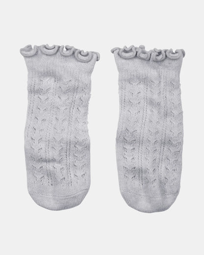 Organic Socks Knee Frilly Lace - Fog