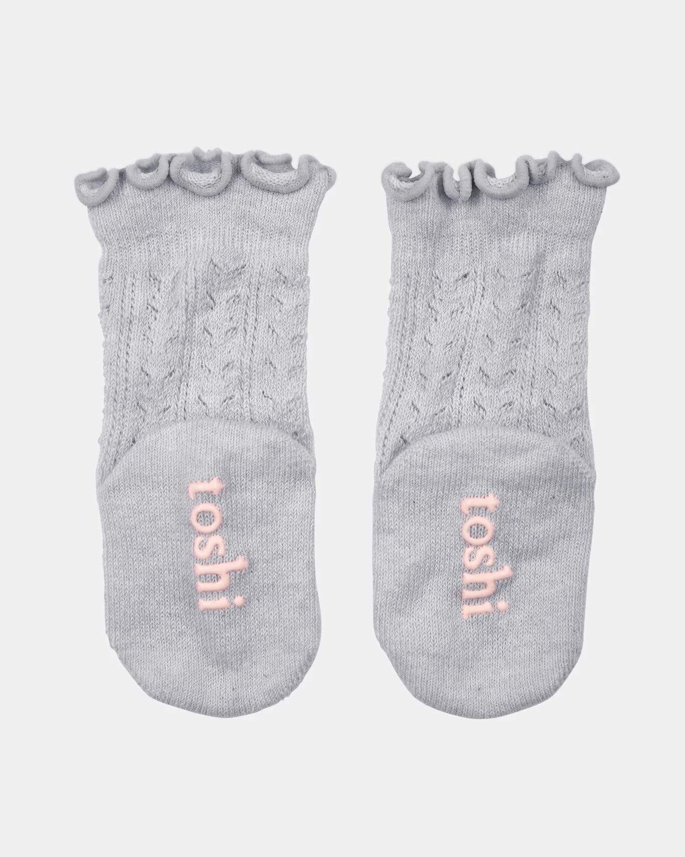 Organic Socks Knee Frilly Lace - Fog