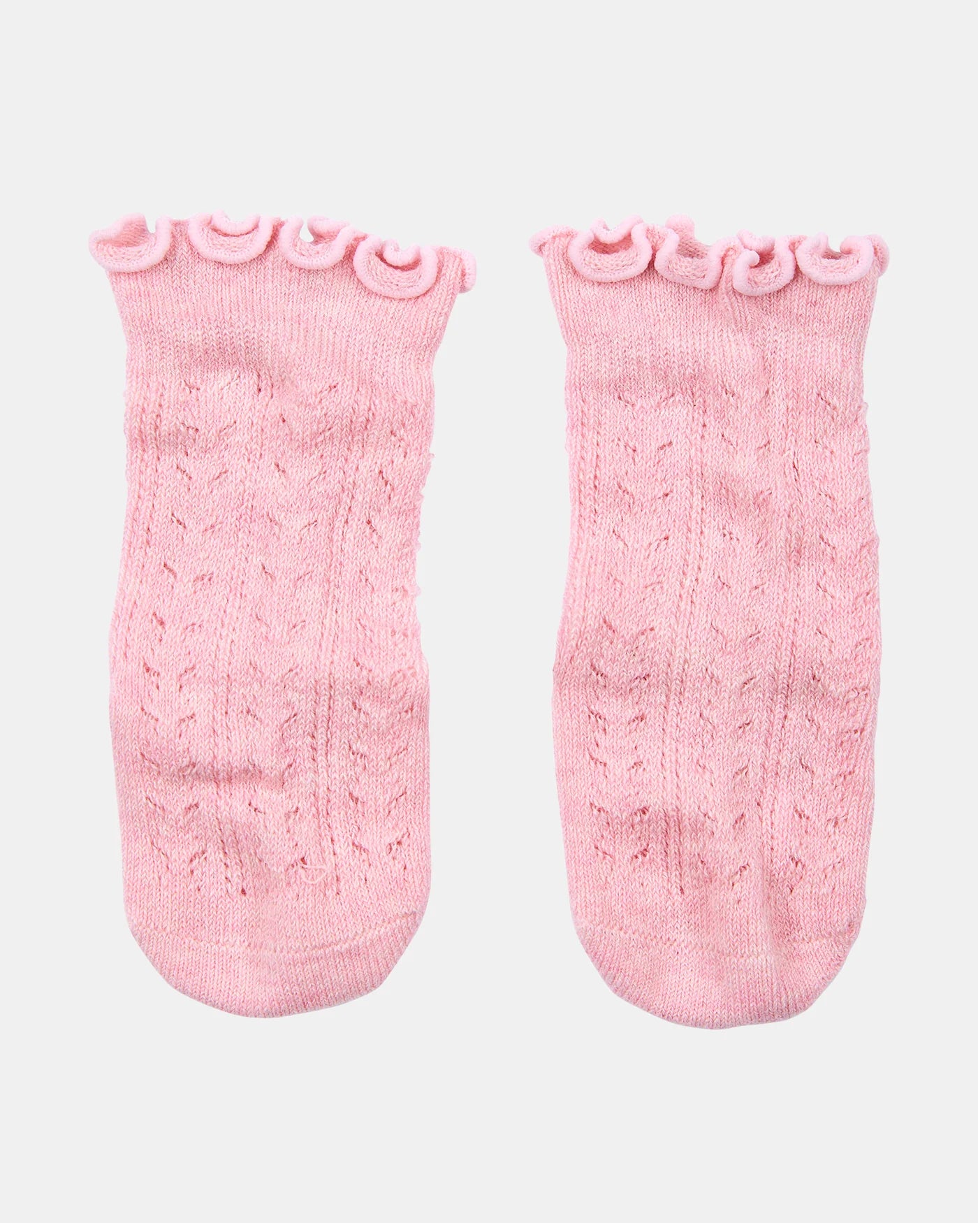 Organic Socks Knee Frilly Lace - Misty Rose