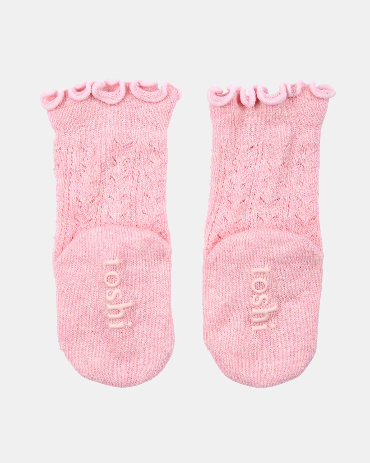 Organic Socks Knee Frilly Lace - Misty Rose