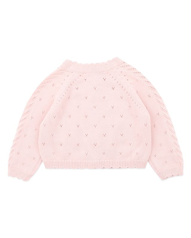 Girls Organic Pink Pointelle Cardi