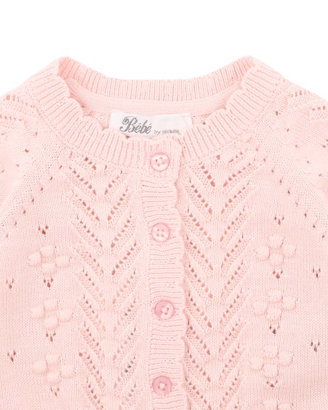 Girls Organic Pink Pointelle Cardi