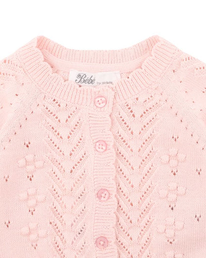 Girls Organic Pink Pointelle Cardi