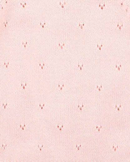 Girls Organic Pink Pointelle Cardi