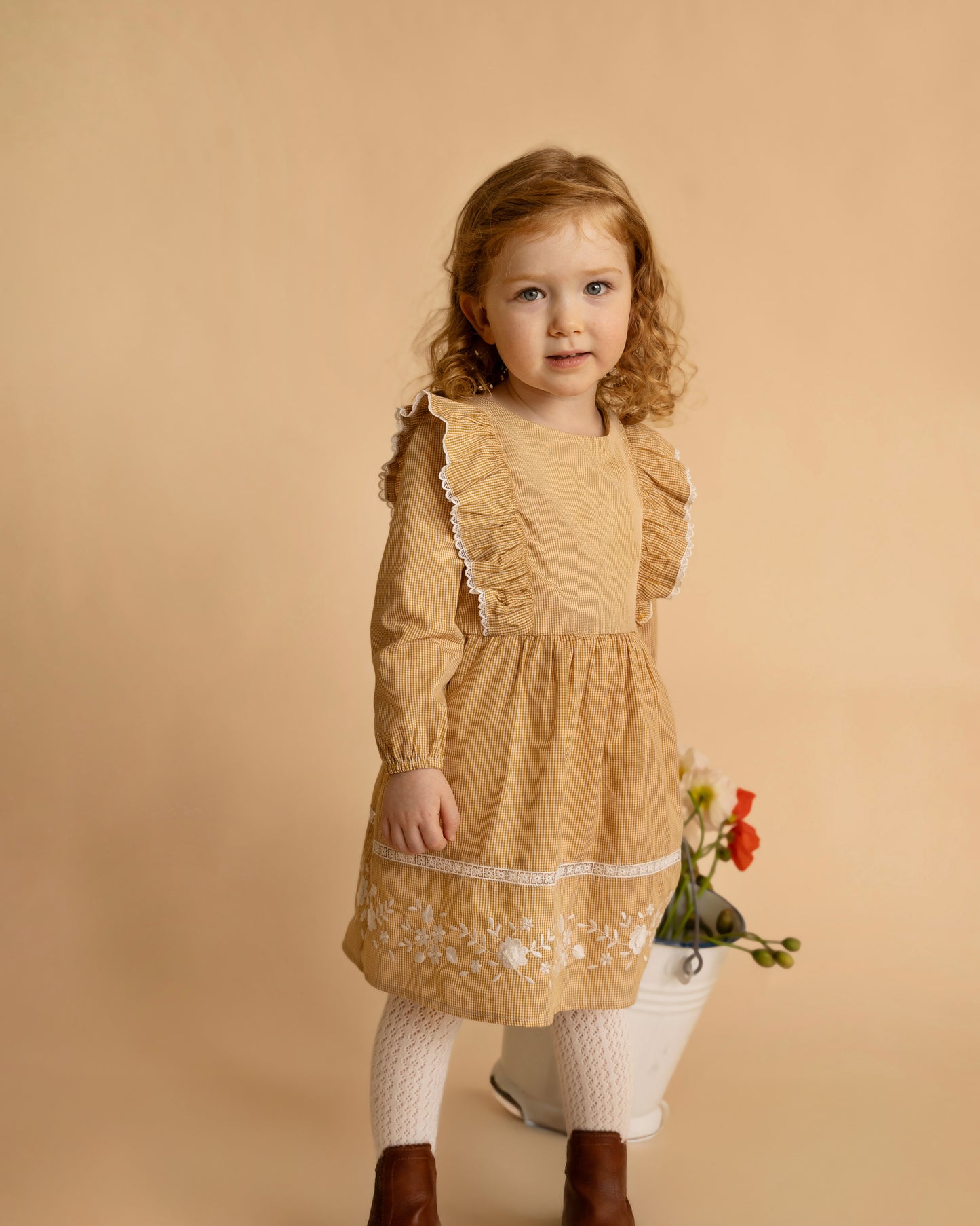 Winnie Embroidered Gingham Dress