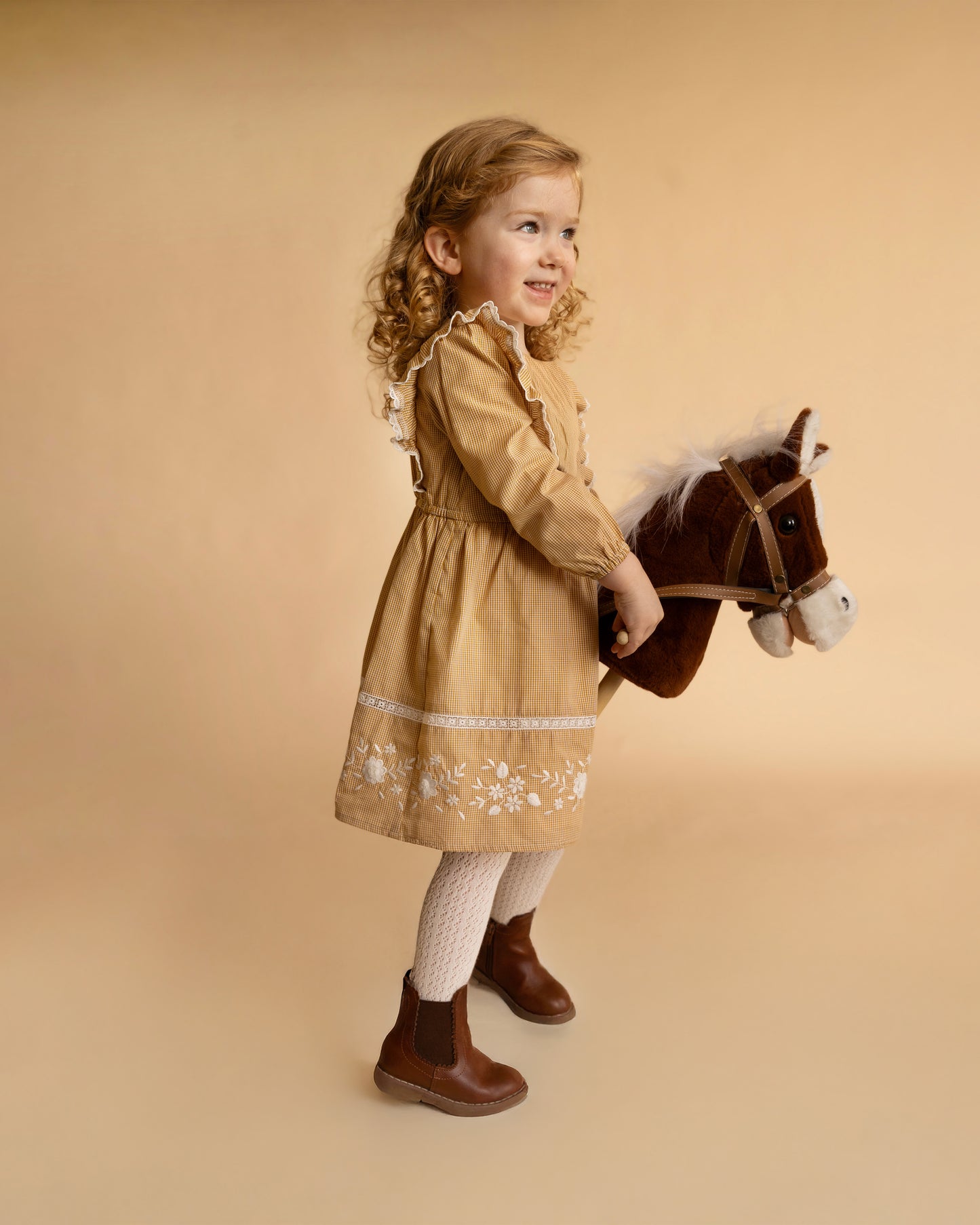 Winnie Embroidered Gingham Dress