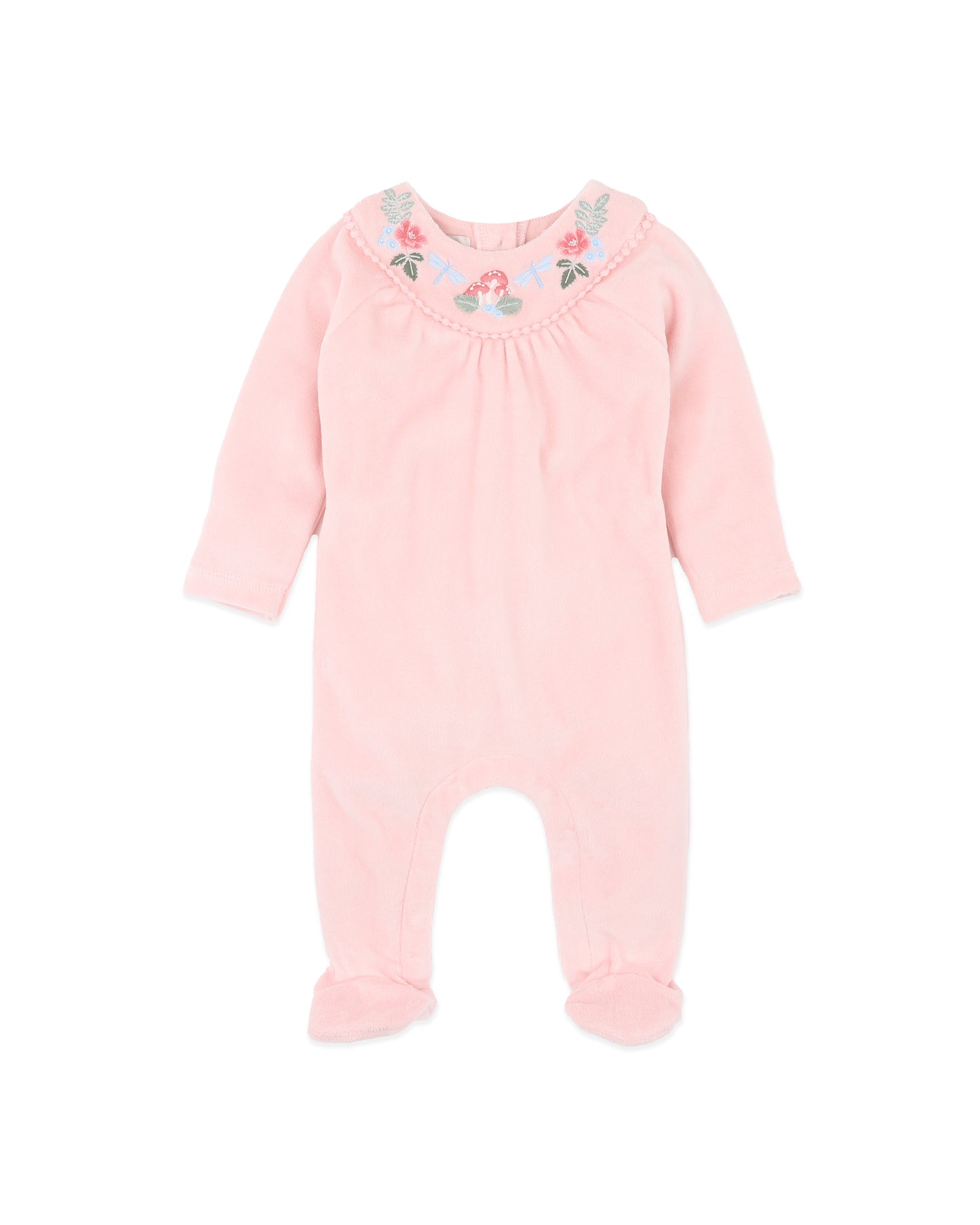 Wild Garden Embroidered Velour Zip Onesie