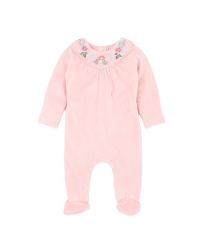 Wild Garden Embroidered Velour Zip Onesie
