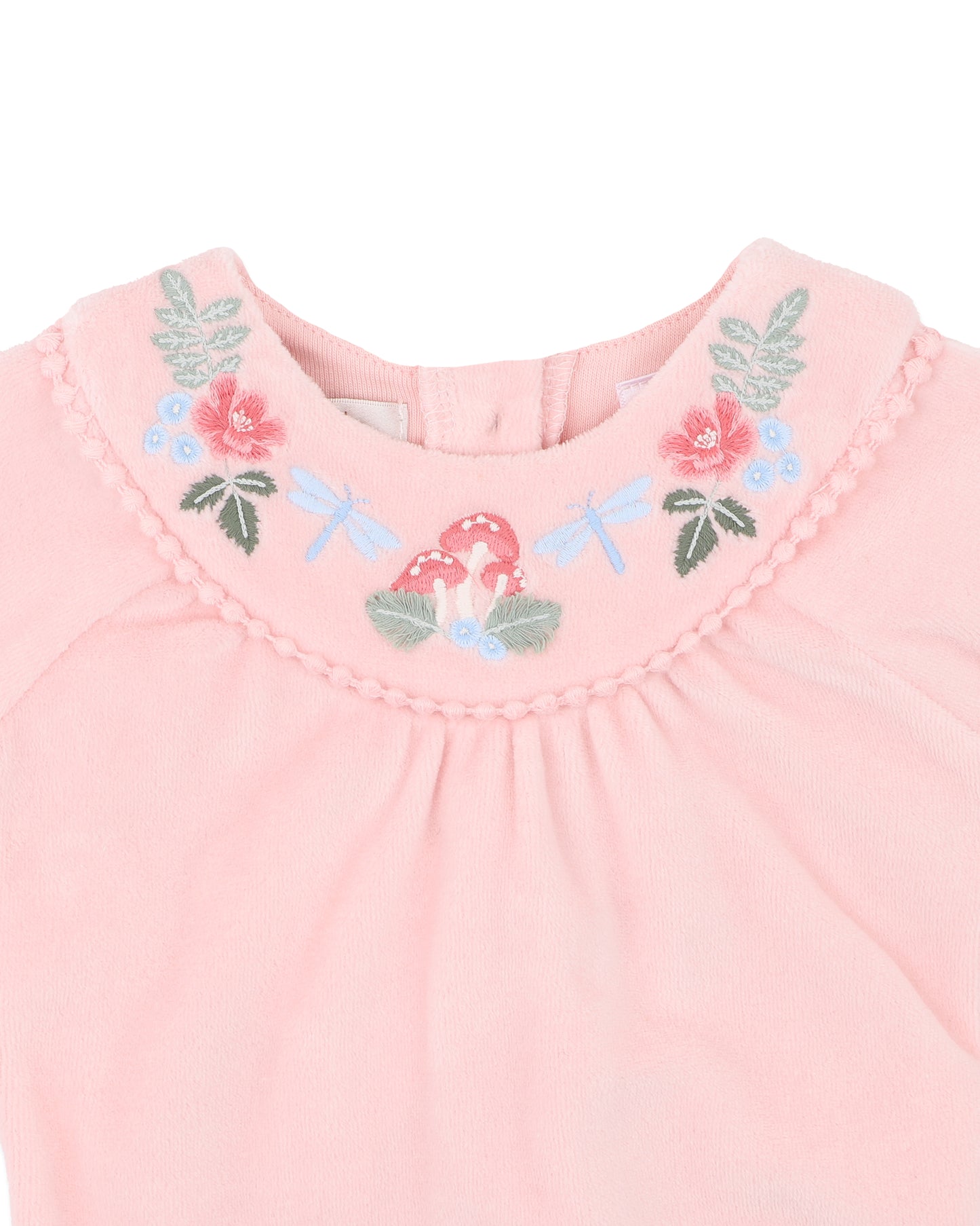 Wild Garden Embroidered Velour Zip Onesie