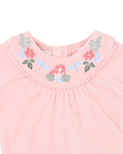 Wild Garden Embroidered Velour Zip Onesie