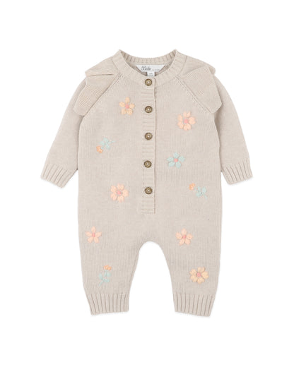 Fern Hand Embroidered Organic Knit Romper