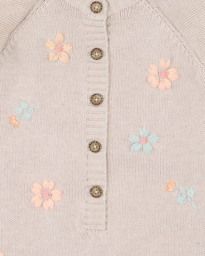 Fern Hand Embroidered Organic Knit Romper