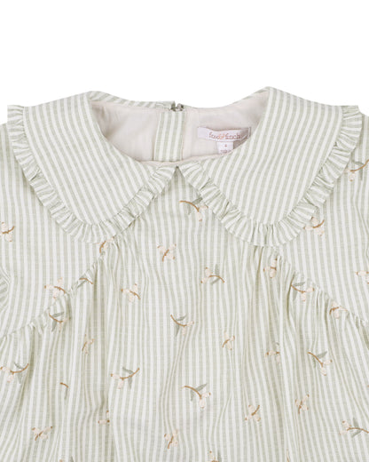 Orchard Bloom Embroidered Stripe Dress