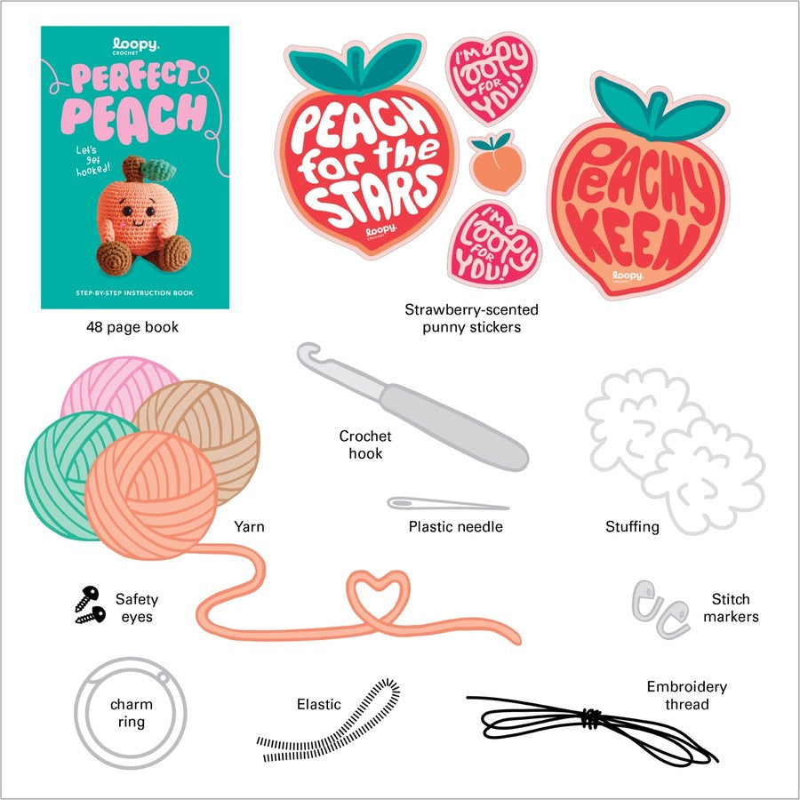 Perfect Peach Loopy Crochet Book & Kit