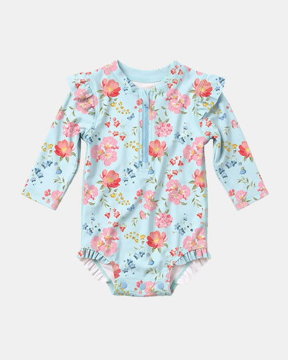 Swim Onesie L/S Twinkle Aqua Garden
