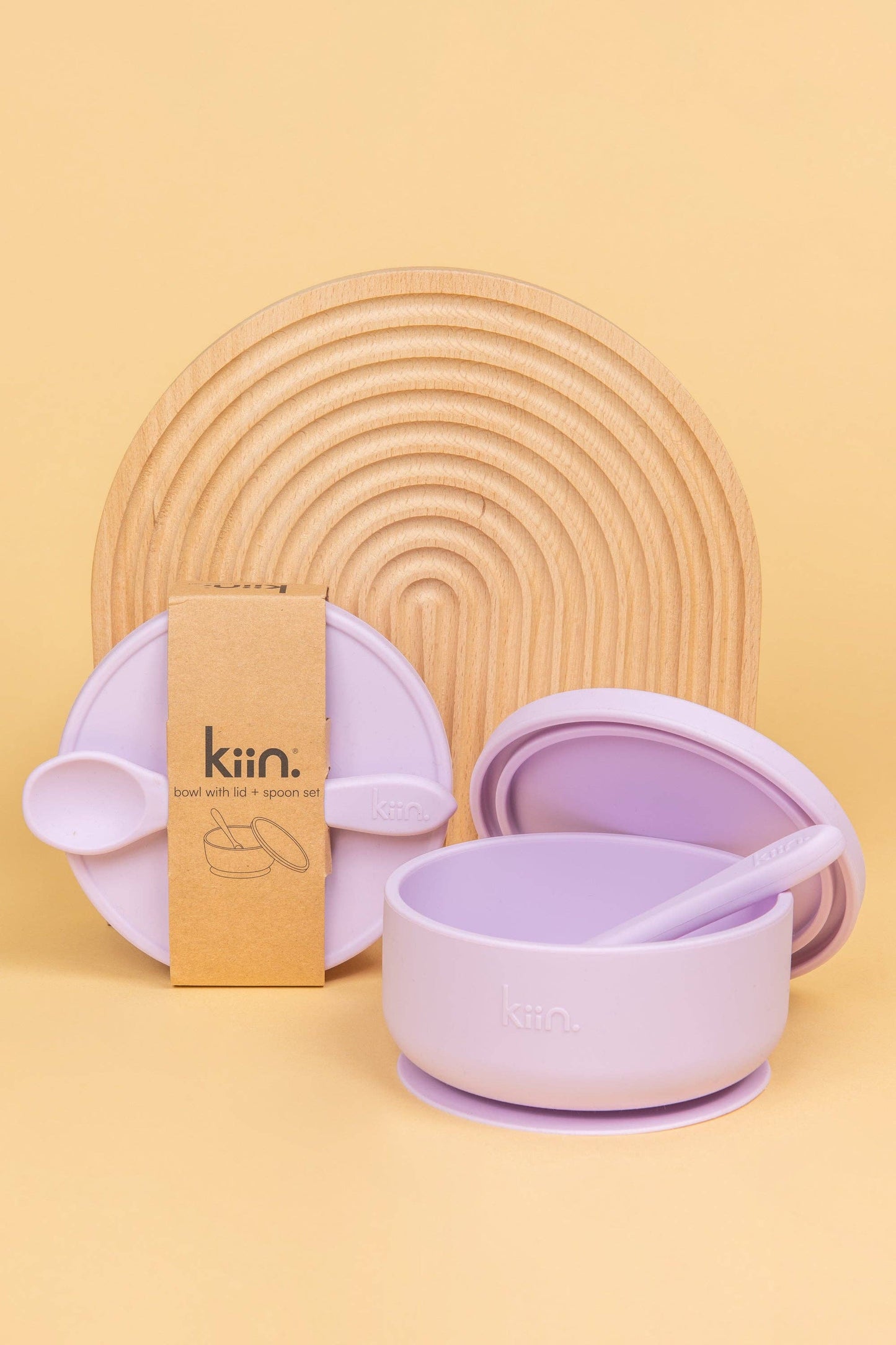 Silicone Suction Bowl with lid + Spoon Set: Lilac