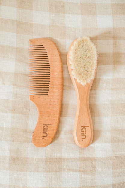 Wooden Baby Brush + Comb Set