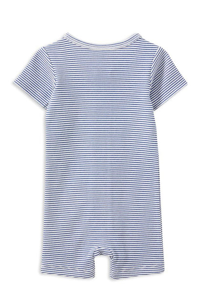 Blue Rib Zip Romper