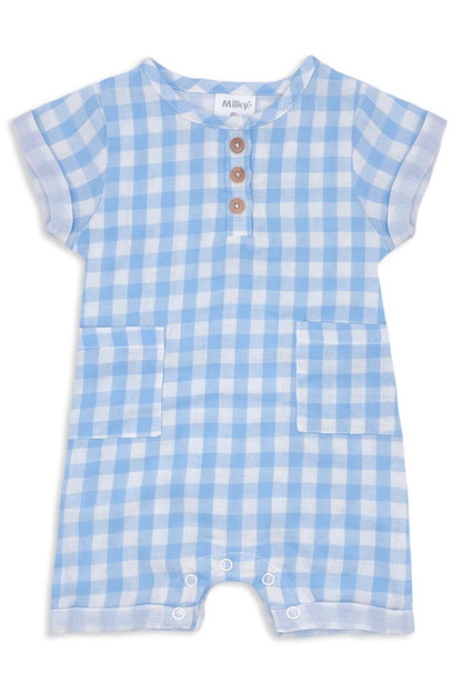 Blue Check Romper