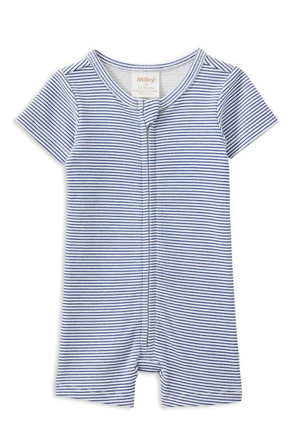 Blue Rib Zip Romper