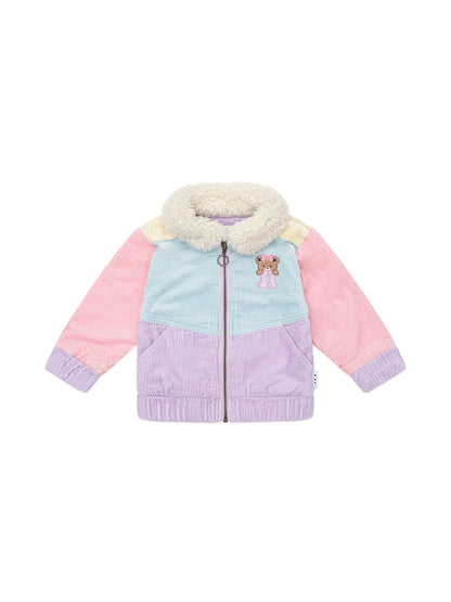 Blush Colour Block Cord Jacket