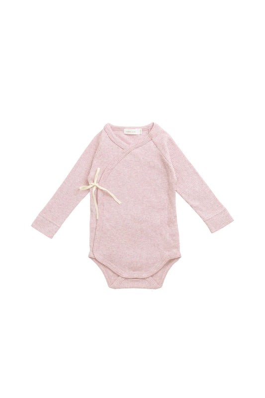 Organic Cotton Modal Marina Long Sleeve Bodysuit - Chalk Marle