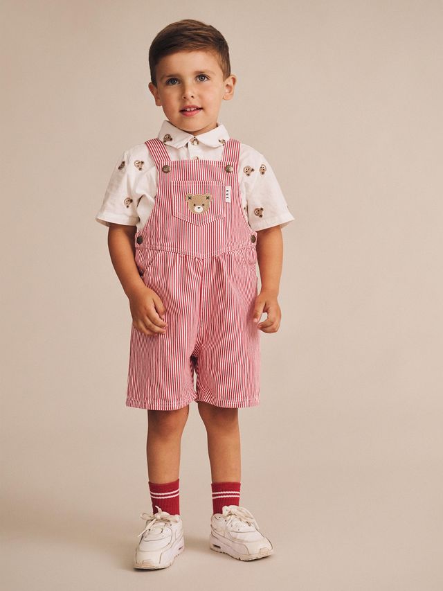 Chill Red Stripe Short Overalls