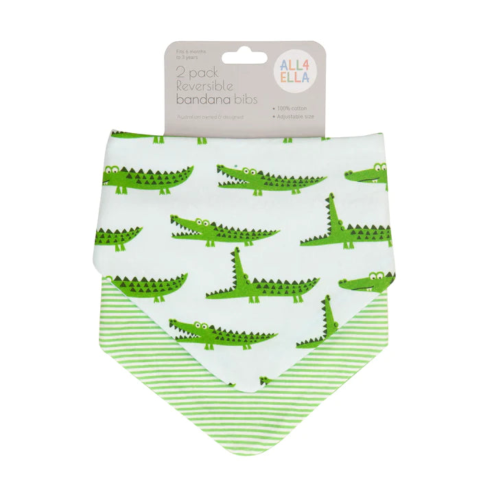 Bandana Bibs 2pk - Crocodile