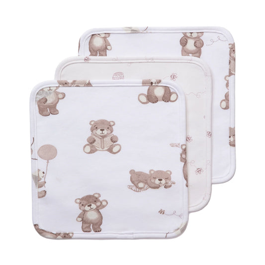 3pk Washcloths - Cuddly Bear