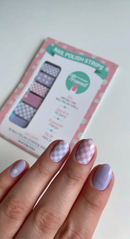 E-Girl - Pink Checkers Nail Polish Wraps