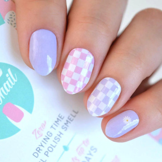 E-Girl - Pink Checkers Nail Polish Wraps