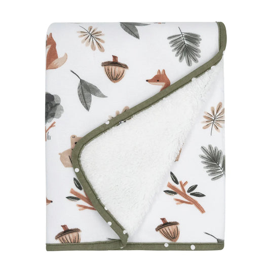 Organic Jersey Sherpa Blanket - Forest Retreat