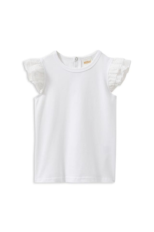 White Broderie Frill Tee