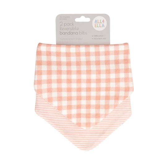 Bandana Bibs 2pk - Gingham Strawberry