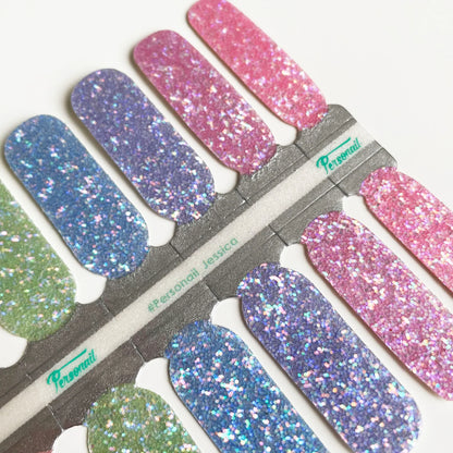 Jessica - Multi Rainbow Glitter Nail Polish Wraps