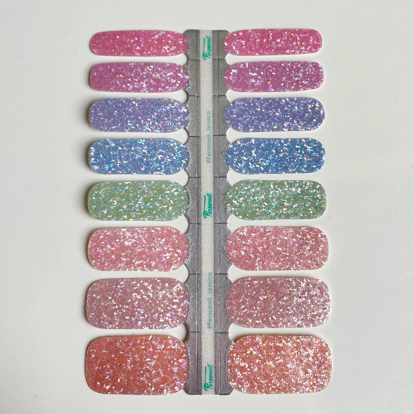 Jessica - Multi Rainbow Glitter Nail Polish Wraps