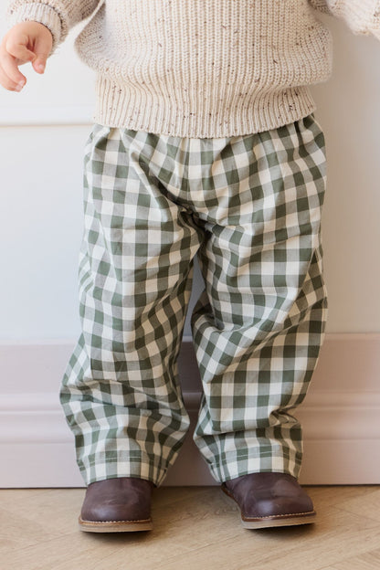 Organic Cotton Kingston Pant - Gingham Grape Leaf