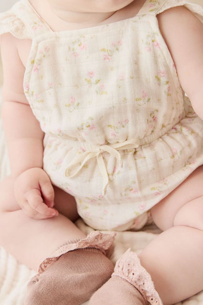 Organic Cotton Muslin Luciana Playsuit - Emelia Pink