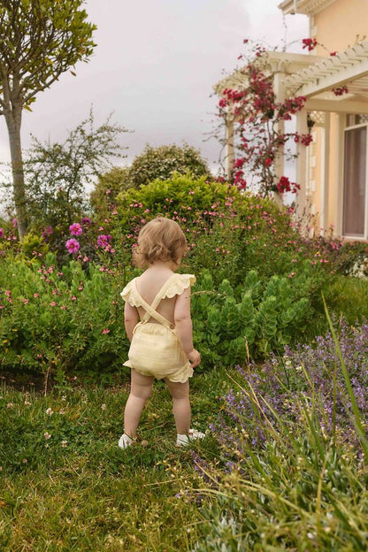 Organic Cotton Muslin Luciana Playsuit - Sunshine