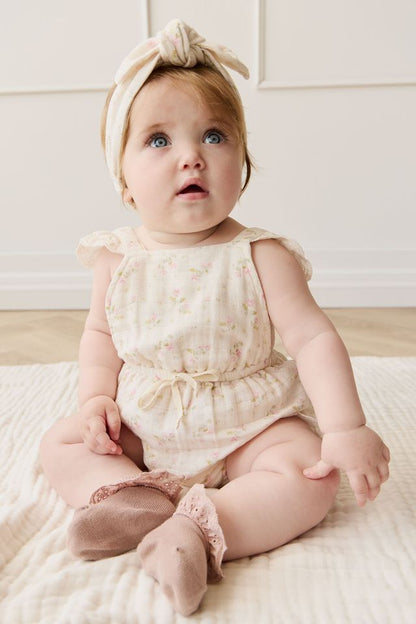 Organic Cotton Muslin Luciana Playsuit - Emelia Pink