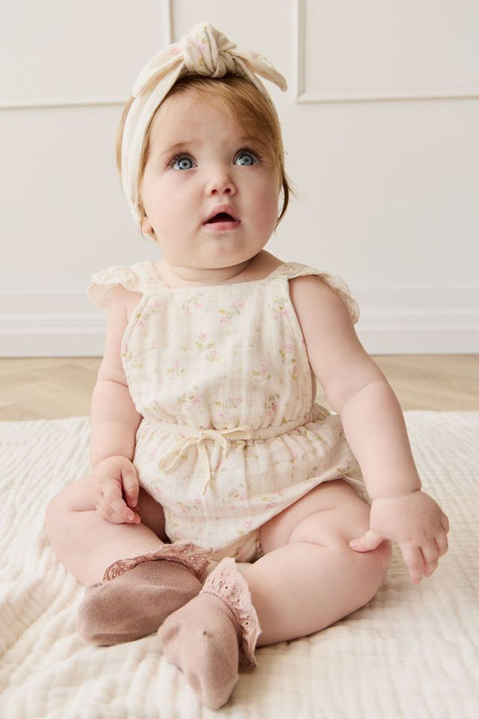 Organic Cotton Muslin Luciana Playsuit - Emelia Pink