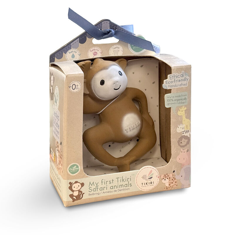 Tikiri Monkey Rubber Teether Rattle & Bath Toy - Boxed