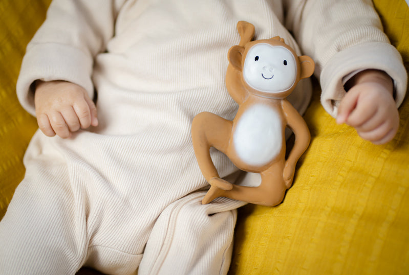 Tikiri Monkey Rubber Teether Rattle & Bath Toy - Boxed