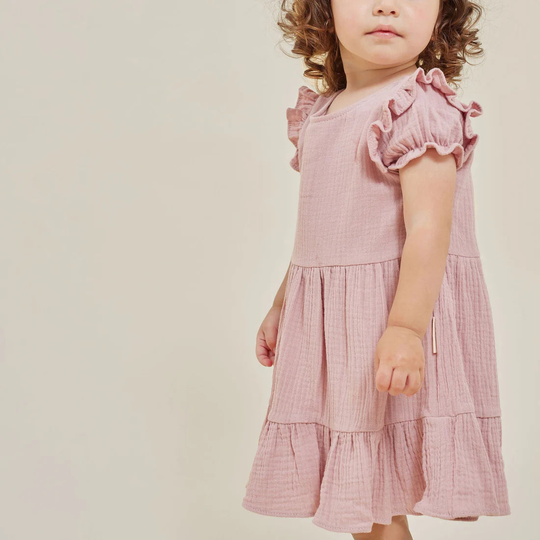 Pink Muslin Ruffle Dress