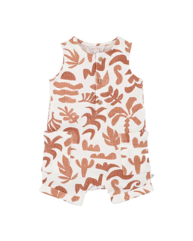 Abstract Oasis Caramel Print Romper