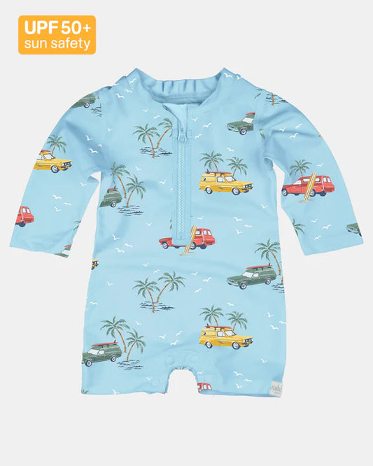 Swim Onesie L/S Splash - Swell Seekers Sky