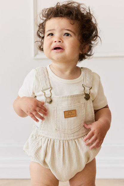 Pax Playsuit - Fine Vertical Stripe Sandy Brown/Cloud